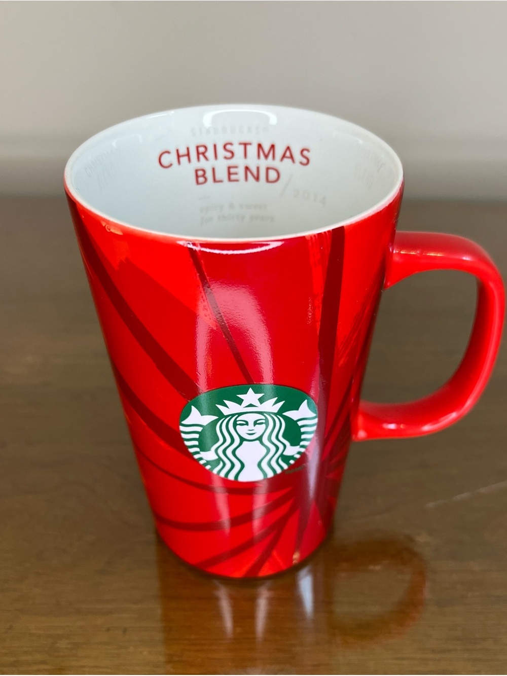 Starbucks Christmas Red Starburst Siren Logo Coffee Tea Mug 2014 12 oz